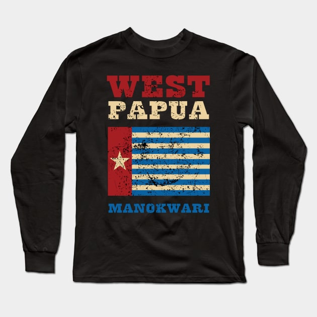 Flag of West Papua Long Sleeve T-Shirt by KewaleeTee